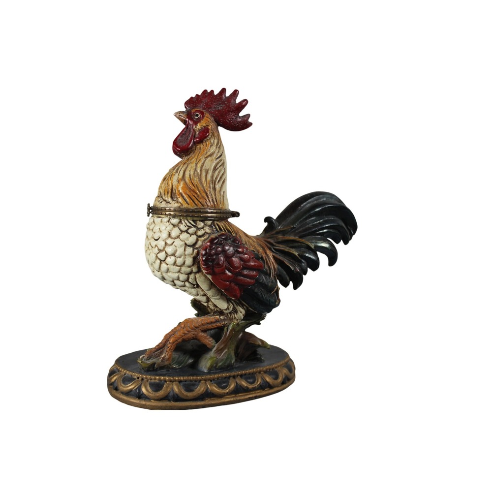 Vintage Rooster Trinket Box Figurine Farmhouse Decor Hinged Jewelry Holder